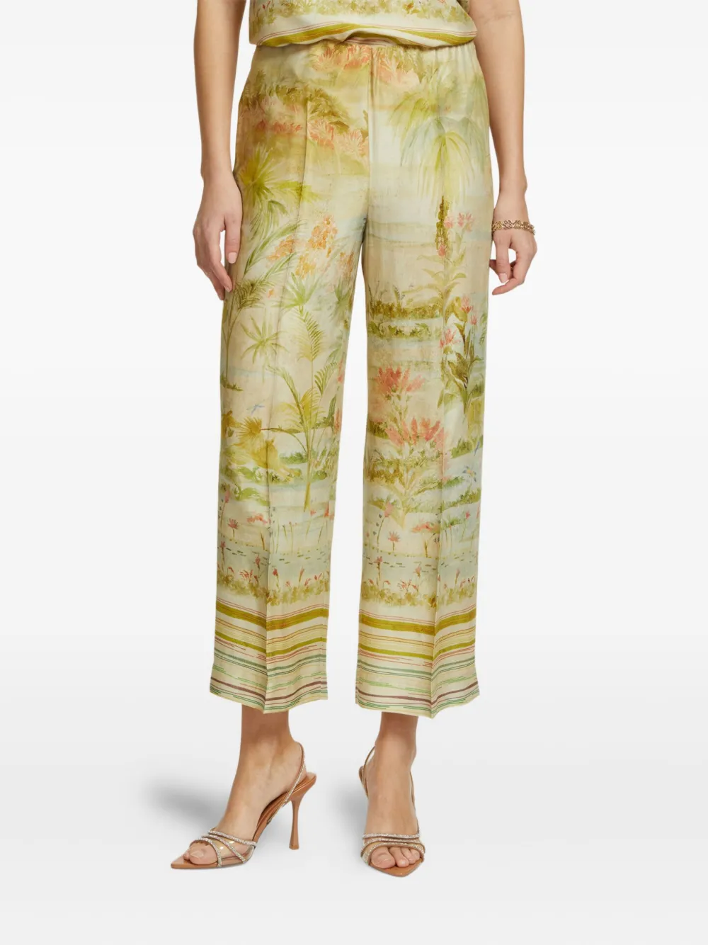 ELENA MIRO` printed trousers - Beige
