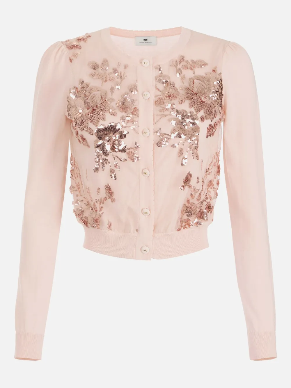 Elisabetta Franchi Sequin Embroidery Cardigan In Pink
