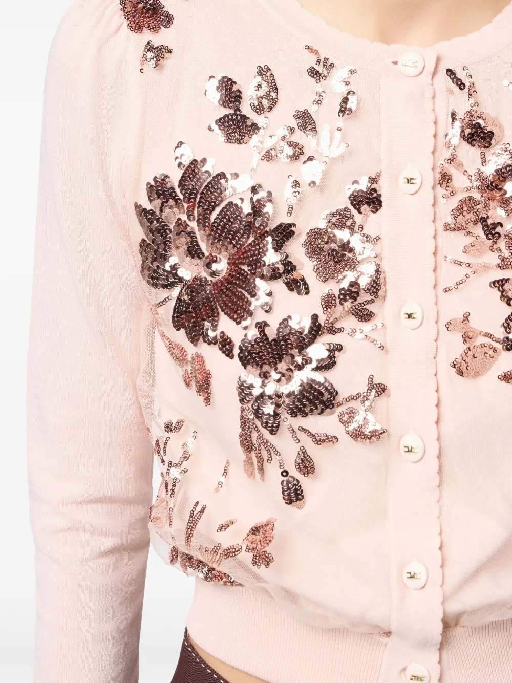 Elisabetta Franchi Vest met geborduurde pailletten Roze