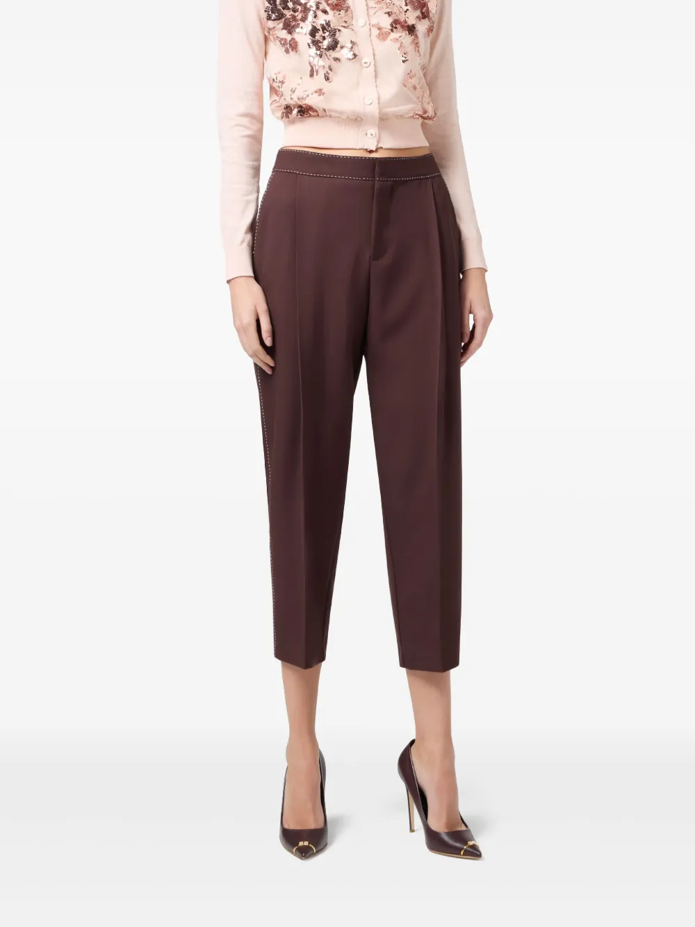 Elisabetta Franchi Vest met geborduurde pailletten Roze