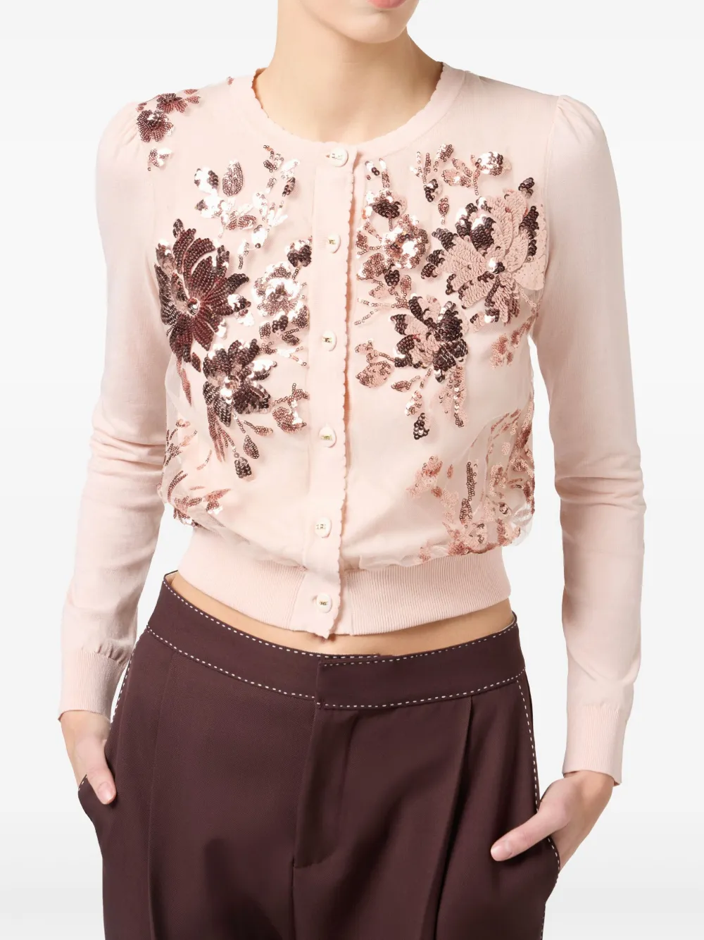 Elisabetta Franchi Vest met geborduurde pailletten Roze