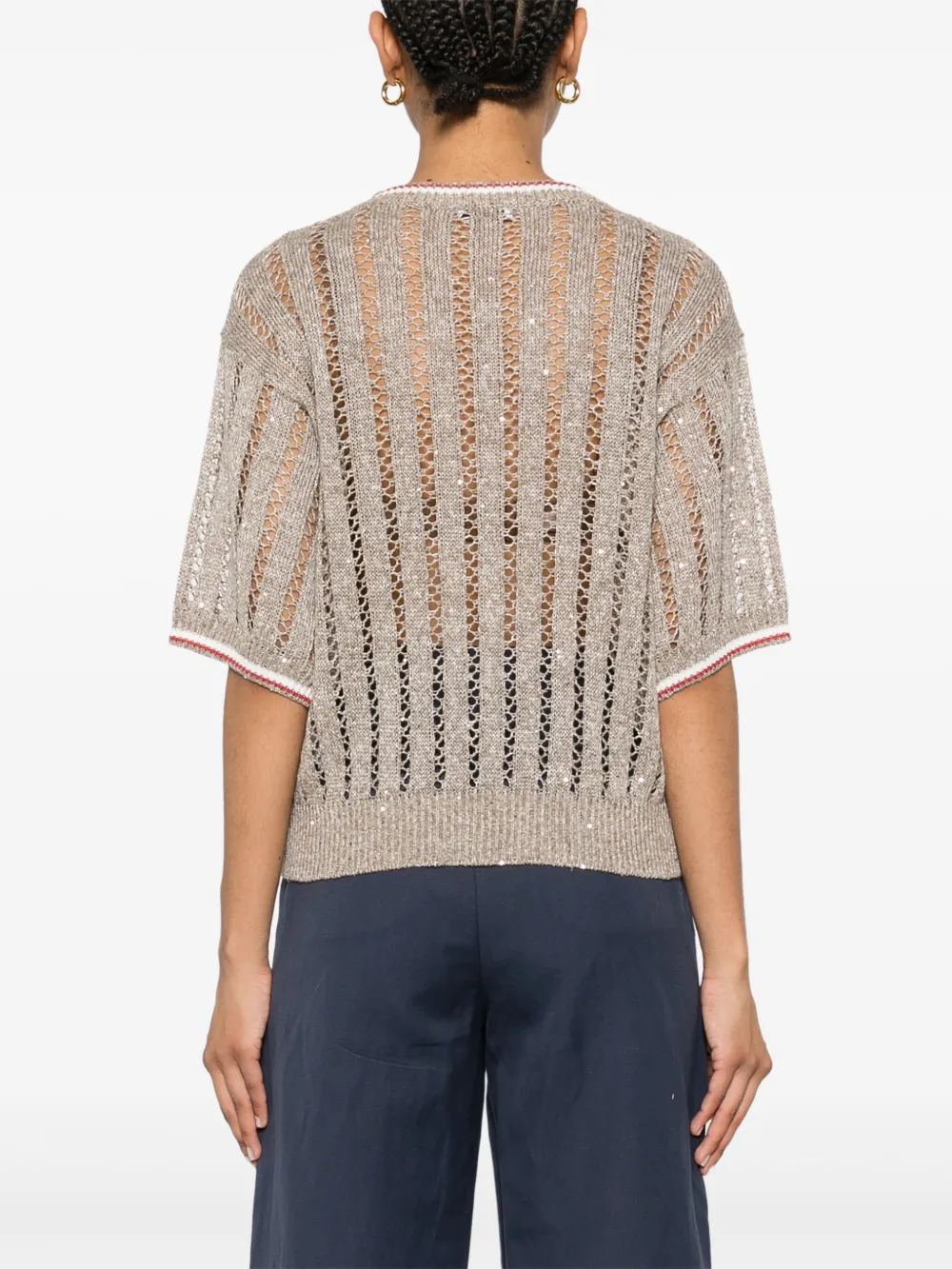 Brunello Cucinelli Gebreid T-shirt Beige