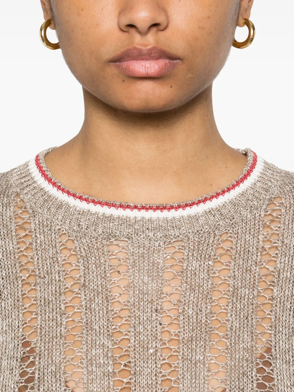 Brunello Cucinelli Gebreid T-shirt Beige