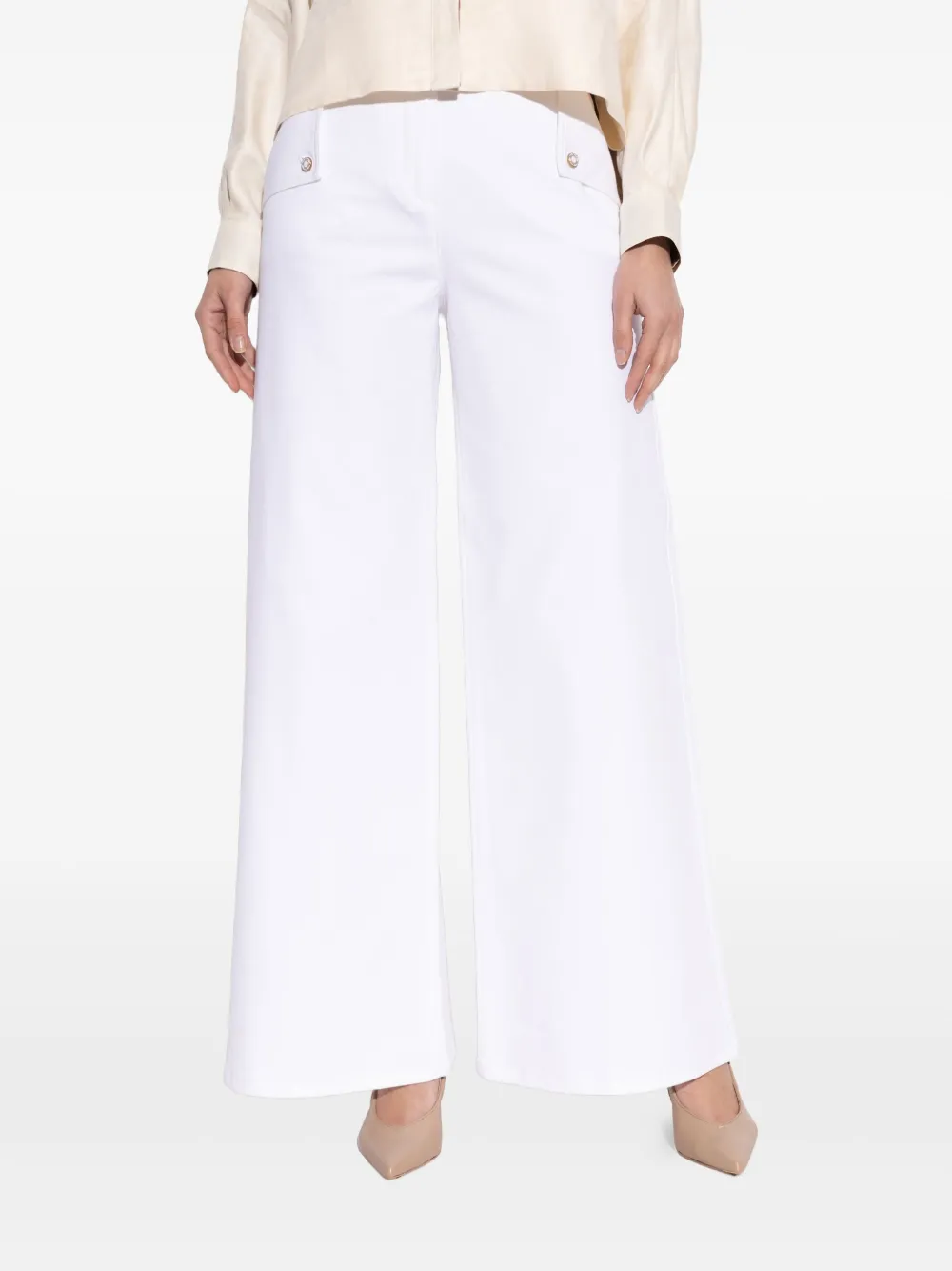 Max Mara Broek met wijde pijpen Wit