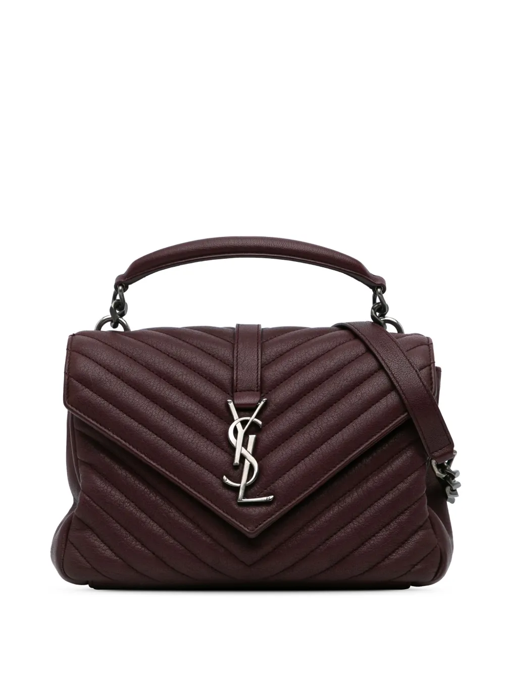 Saint Laurent Pre-Owned 2018 Medium Monogram Chevron Sheepskin College Saint Laurent Pre-Owned 2018 Medium Monogram Chevron Sheepskin College
