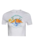Casablanca graphic-print cropped T-shirt - White