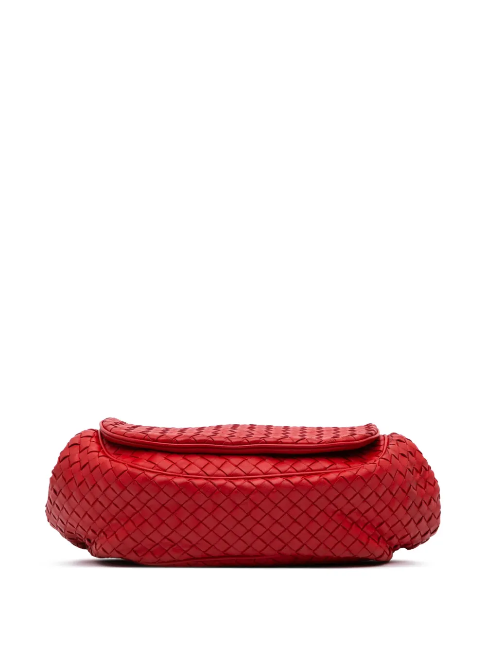 Pre-owned Bottega Veneta 2012-2024 Nappa Intrecciato Flap Crossbody Bag In Red