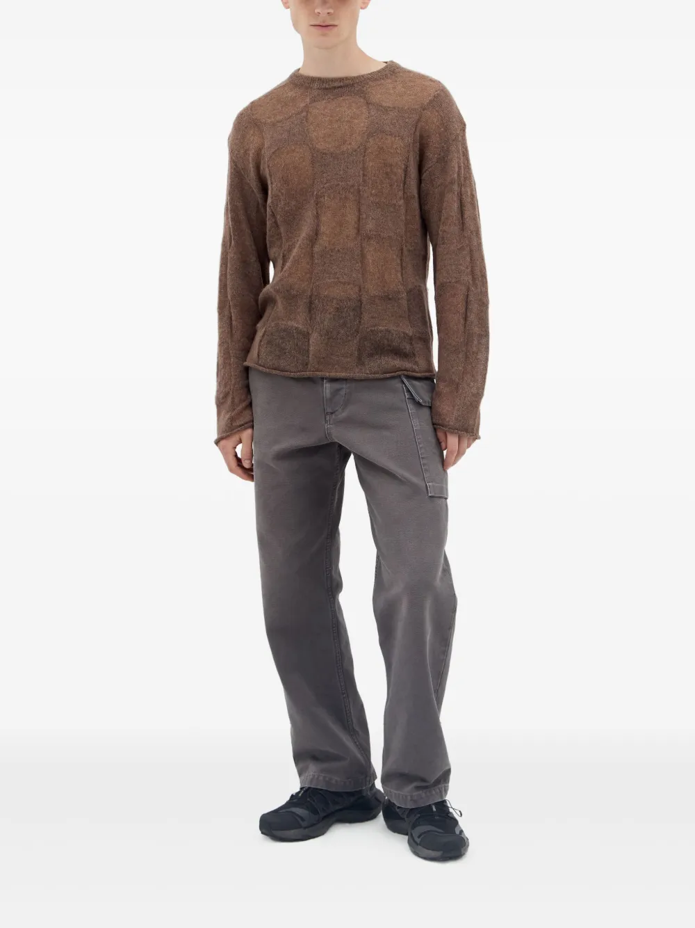 Brain Dead Fuzzy Threadbare Warped Sweater In 褐色