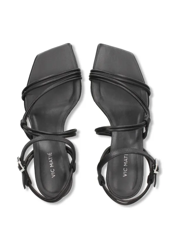 Vic Matie Swan Strappy Wedge Sandals | Black | FARFETCH