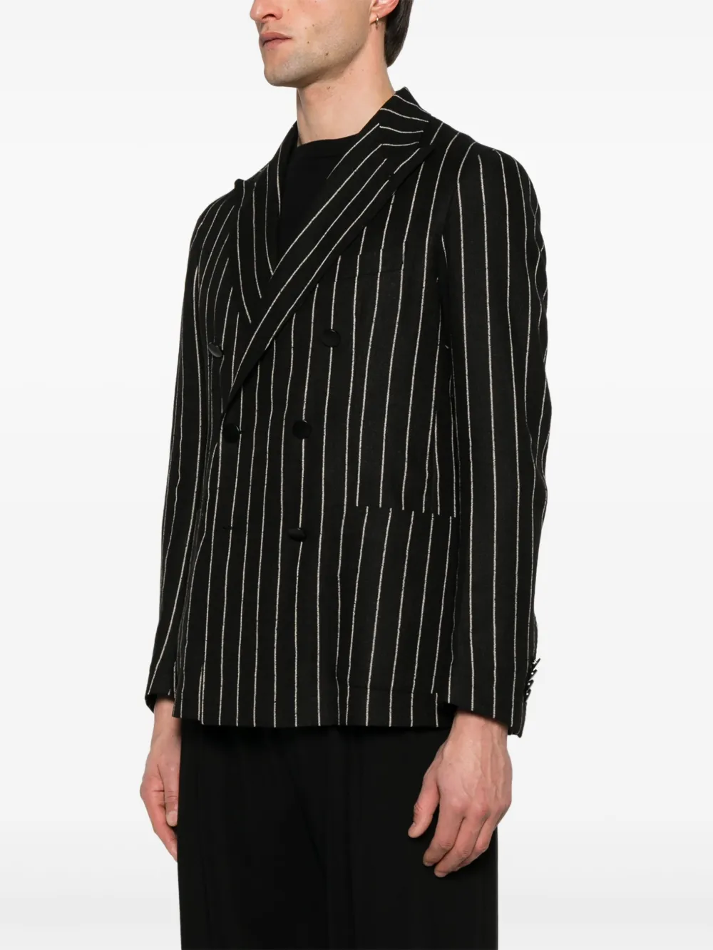 Shop Tagliatore Striped Blazer In Black