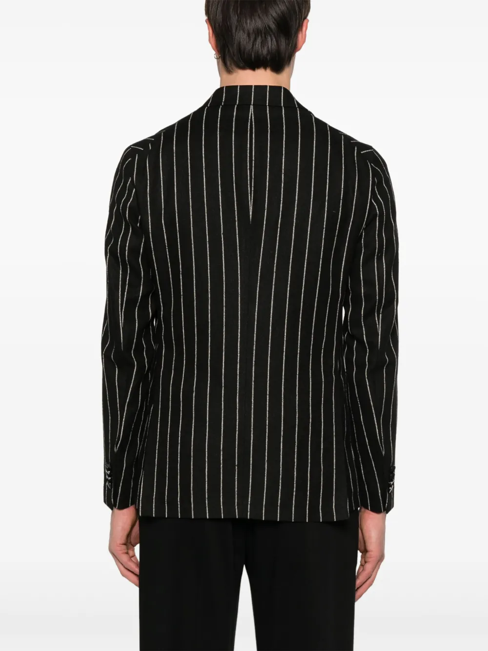Shop Tagliatore Striped Blazer In Black