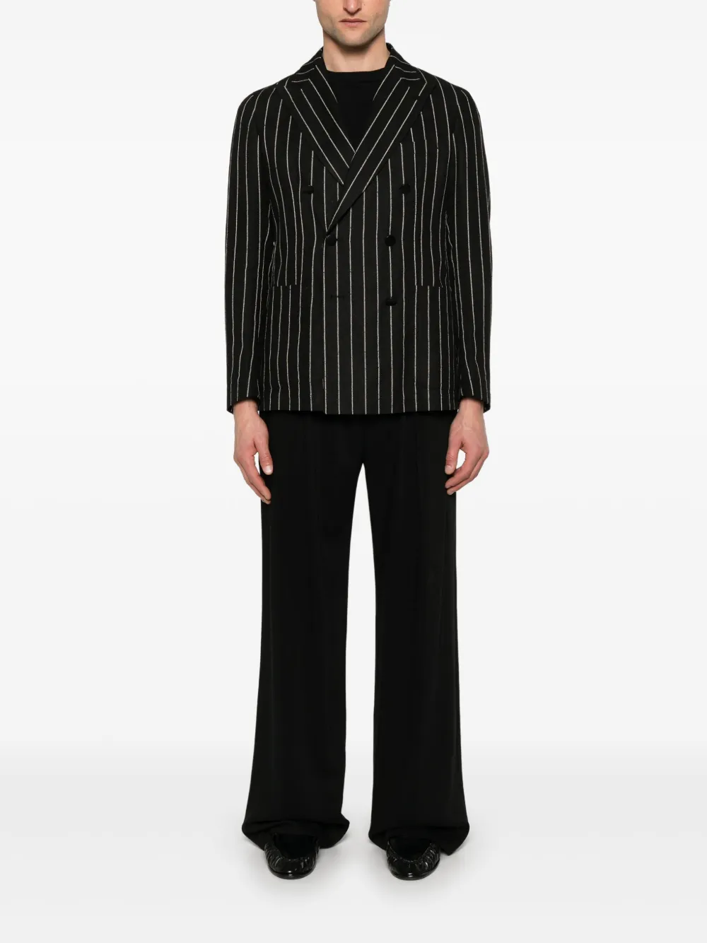 Shop Tagliatore Striped Blazer In Black