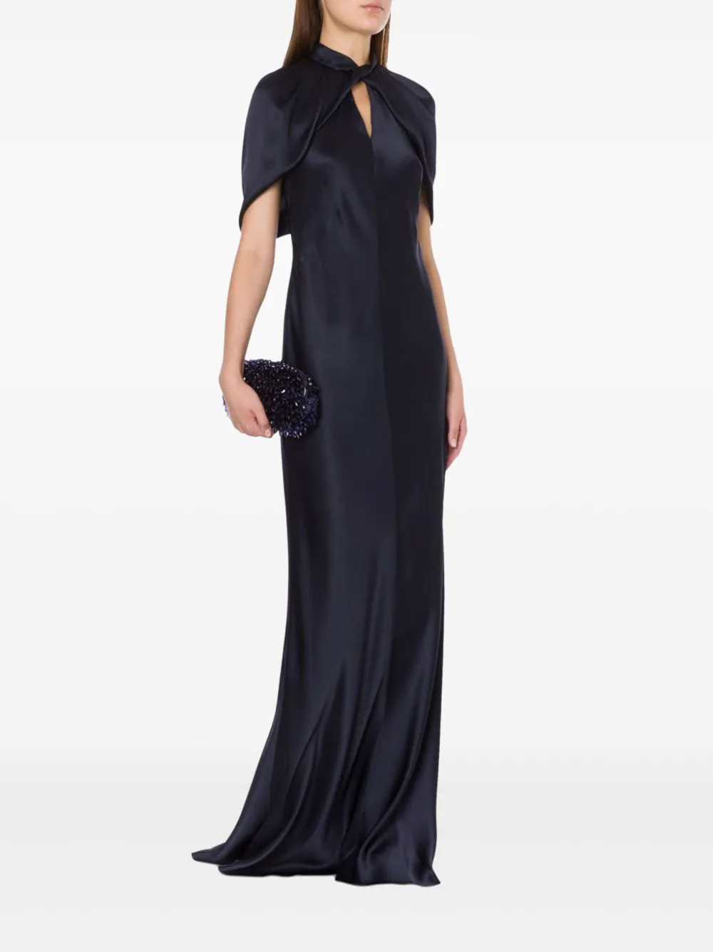 Alberta Ferretti cape-sleeves maxi dress Blauw
