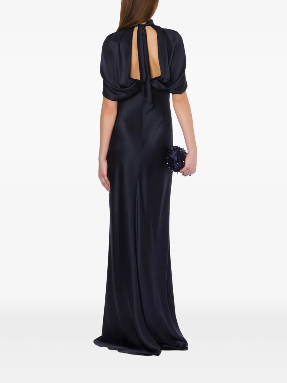 Alberta Ferretti cape-sleeves maxi dress Blauw