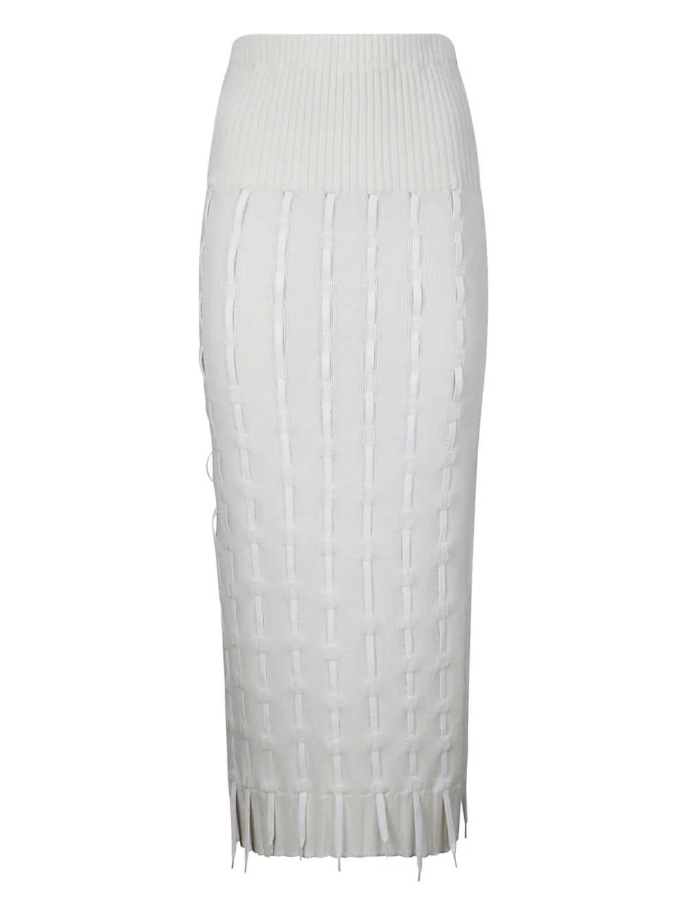 INSTITUTION falda midi tejida de canalé | blanco | Image 1
