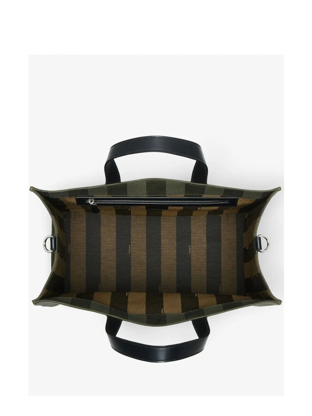 Fendi Structured Tote Bag With Detachable Strap And Top Handles In Green