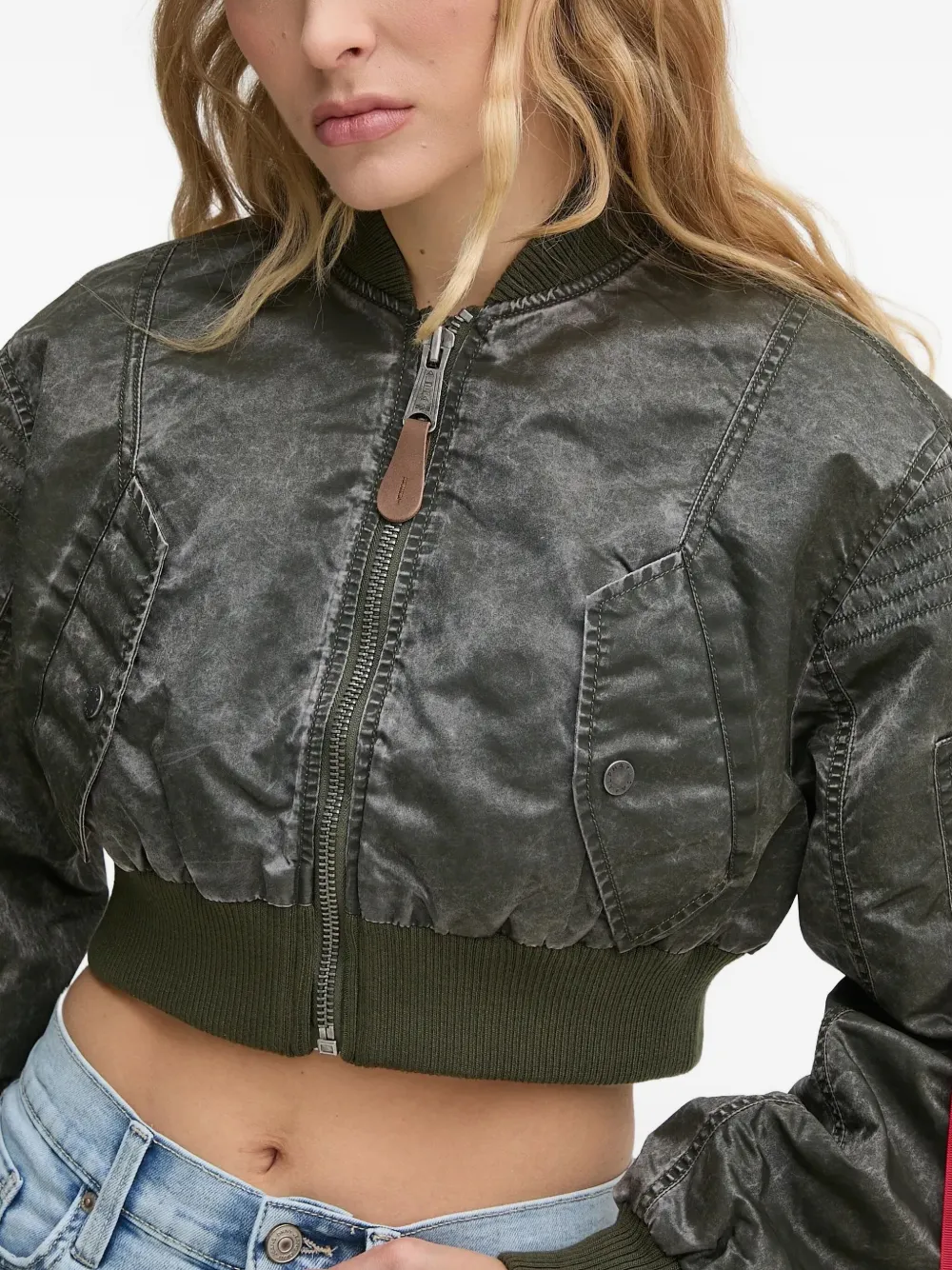 Alpha Industries Bomberjack met rits Groen