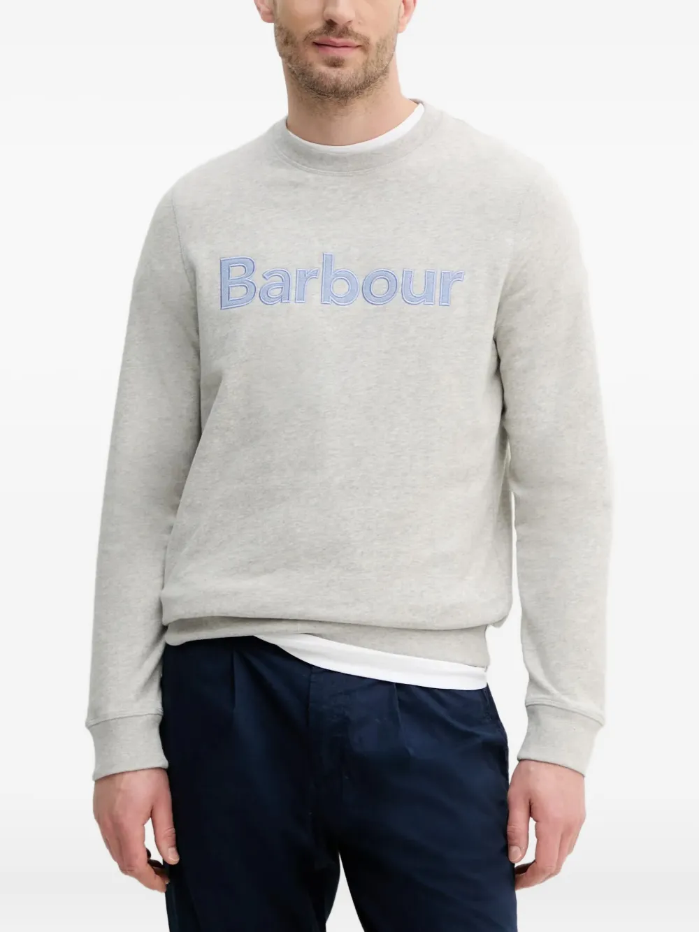Barbour Embroidered-logo Sweatshirt In Gray