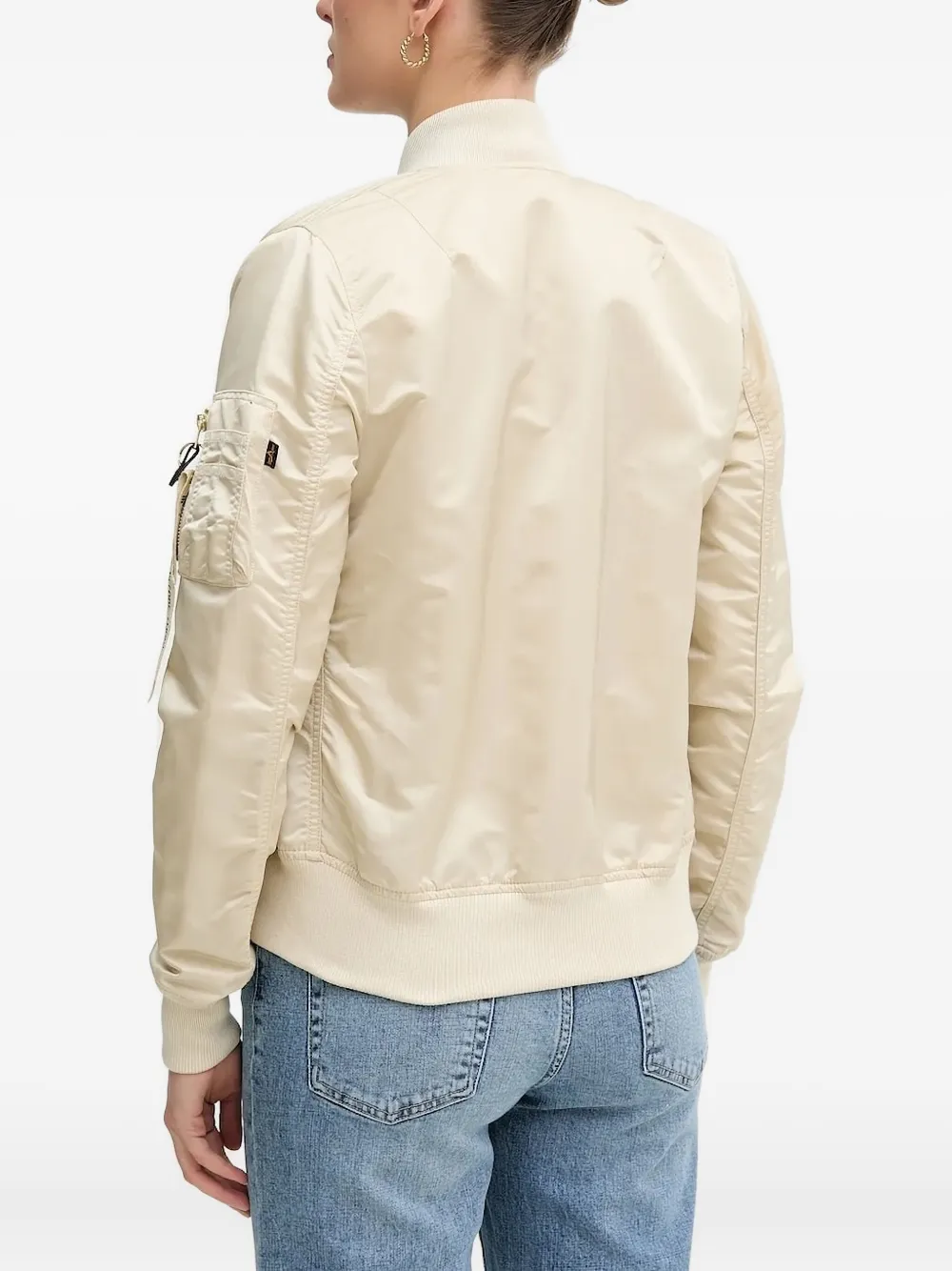 Alpha Industries Satin Bomber Jacket In Neutral