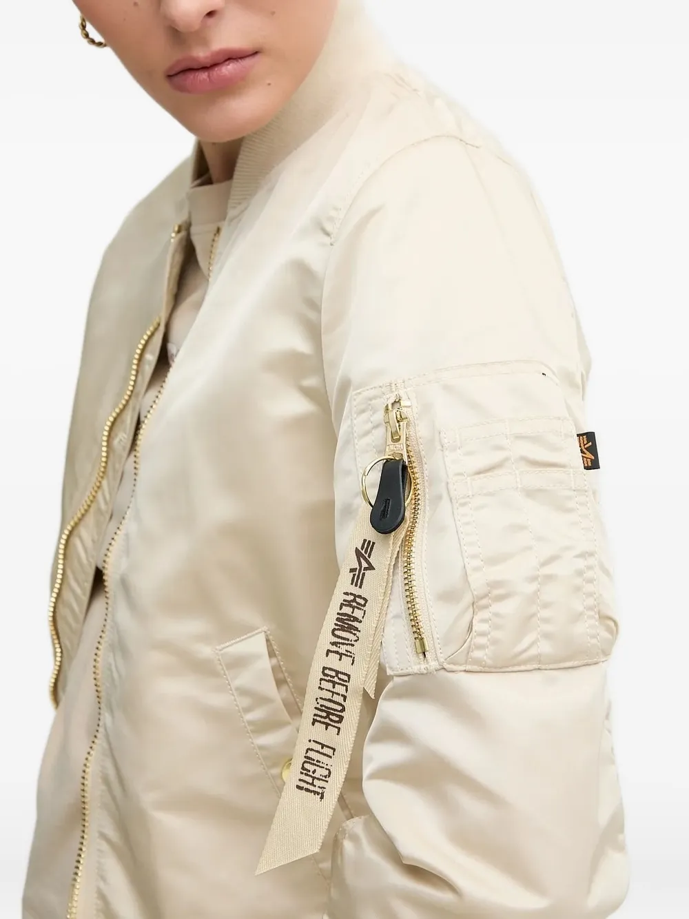 Alpha Industries Satin Bomber Jacket In Neutral