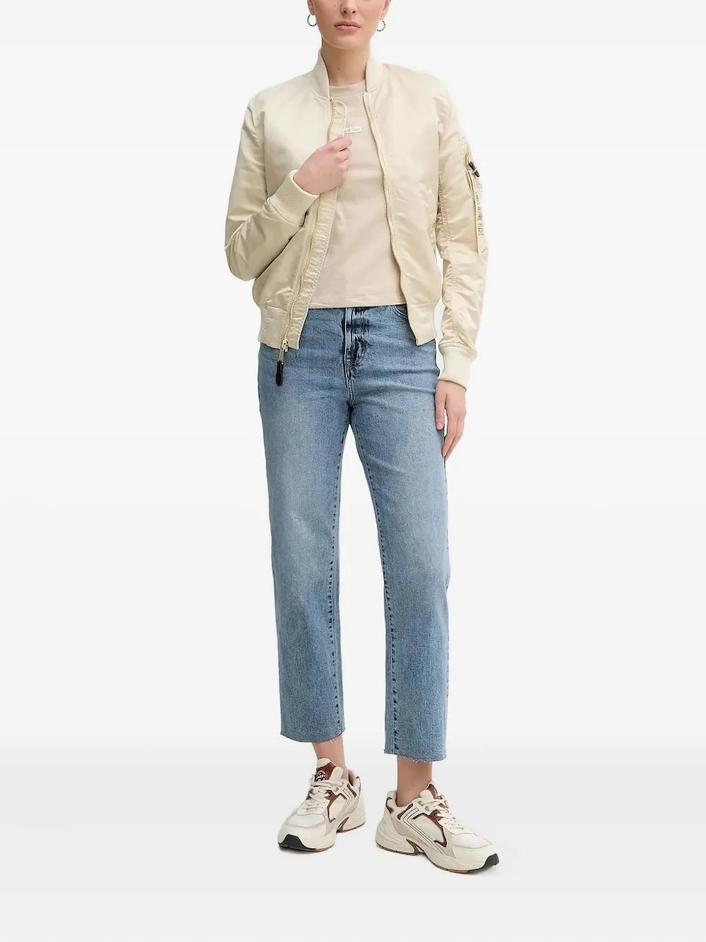 Alpha Industries Satin Bomber Jacket In Neutral