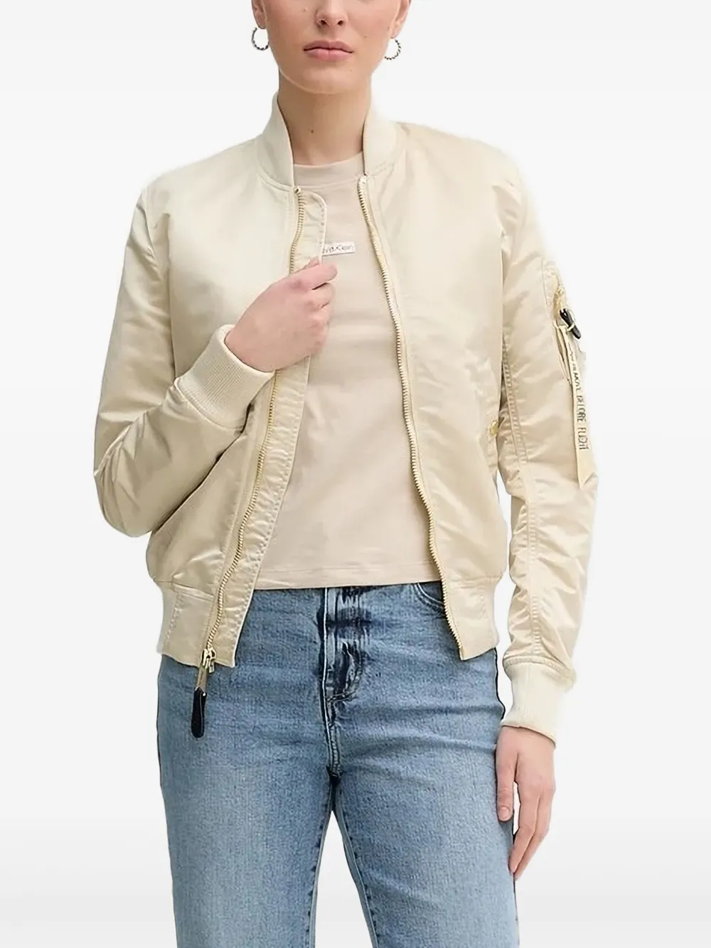 Alpha Industries satin bomber jacket Beige