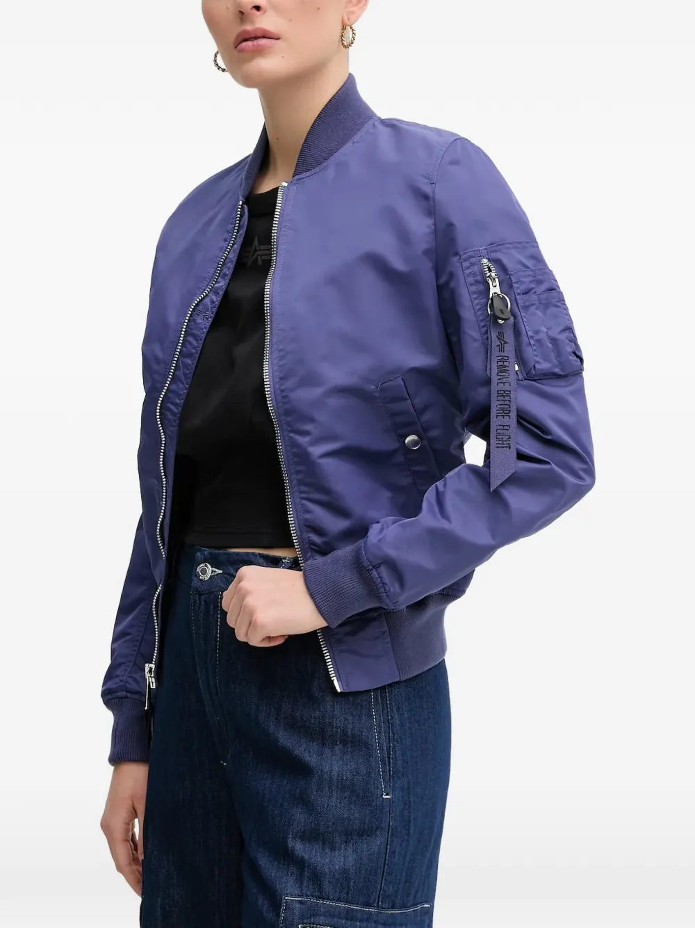 Alpha Industries Zip-up Bomber Jacket In Blue