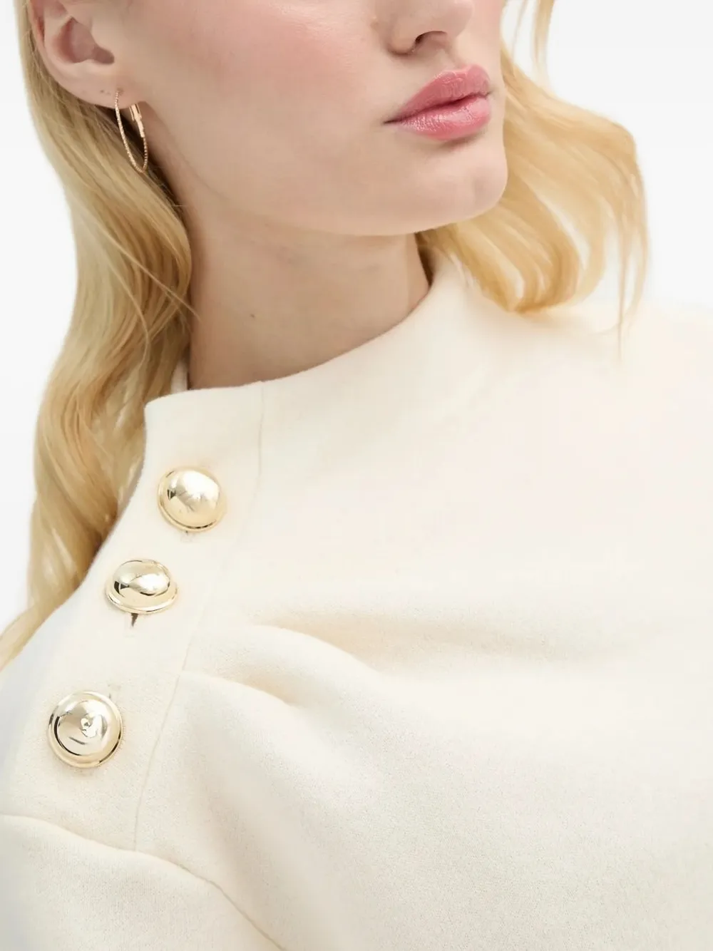Ba&sh Button-detailed Mock-neck Top In White