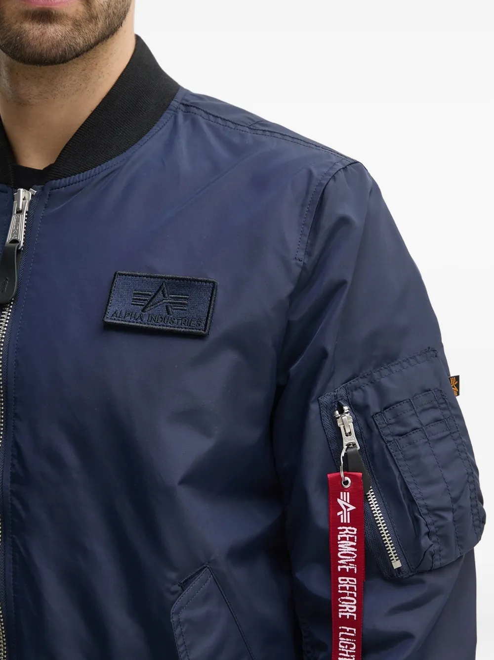 Alpha Industries Bomberjack met ritszak Blauw