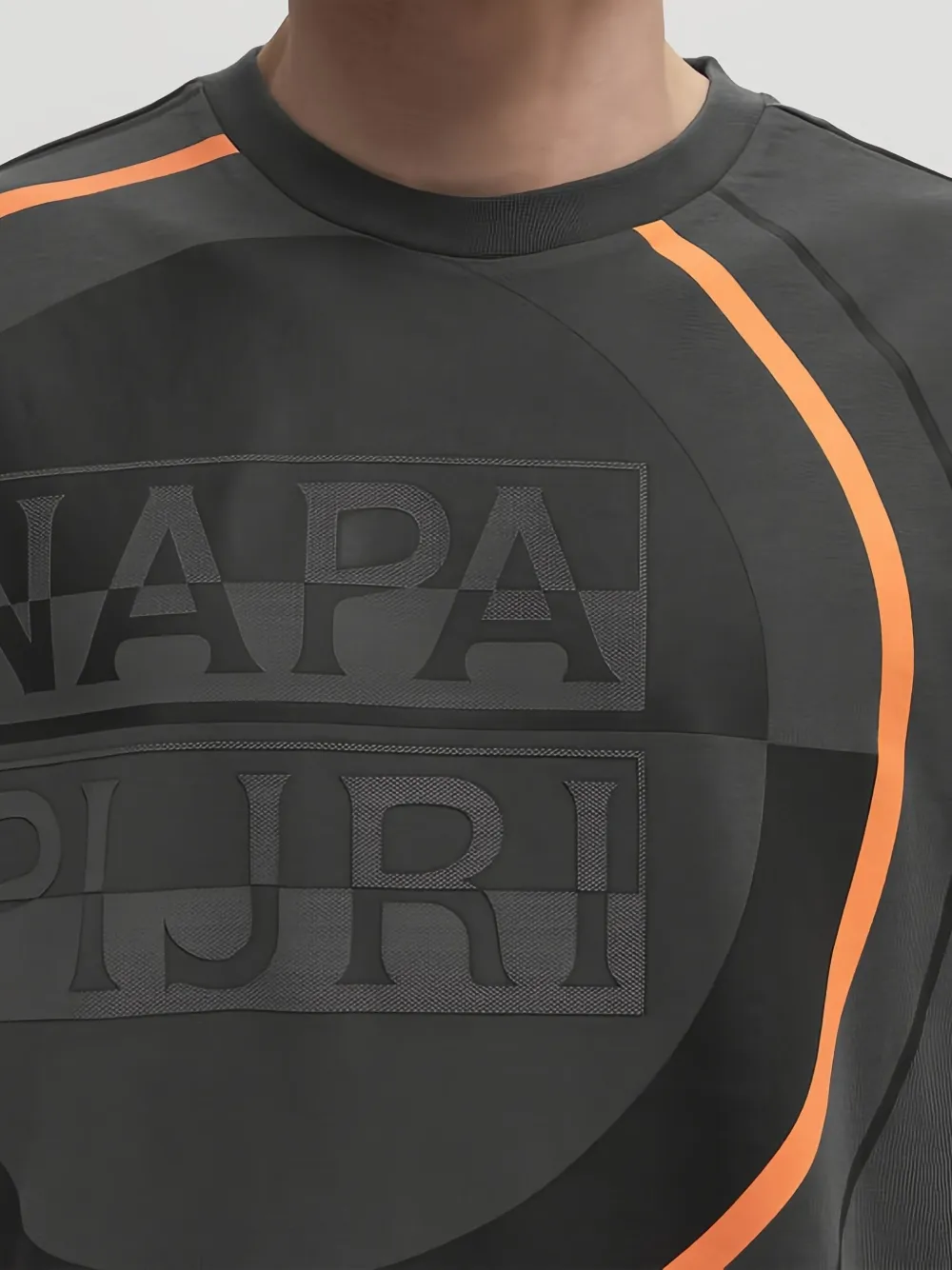Napapijri Crew Neck Graphic Print Short Sleeves T-shirt In Grey