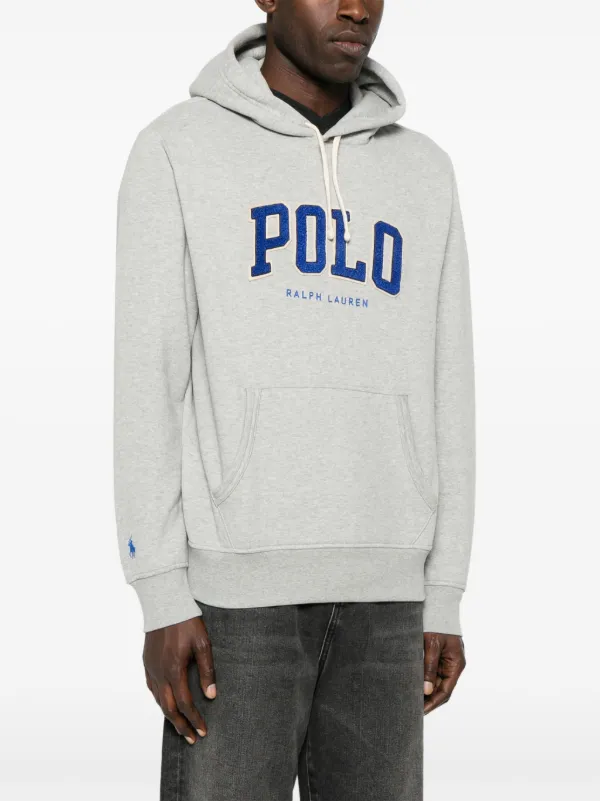 Polo Ralph Lauren RL Fleece Logo Hoodie | Grey | FARFETCH PL