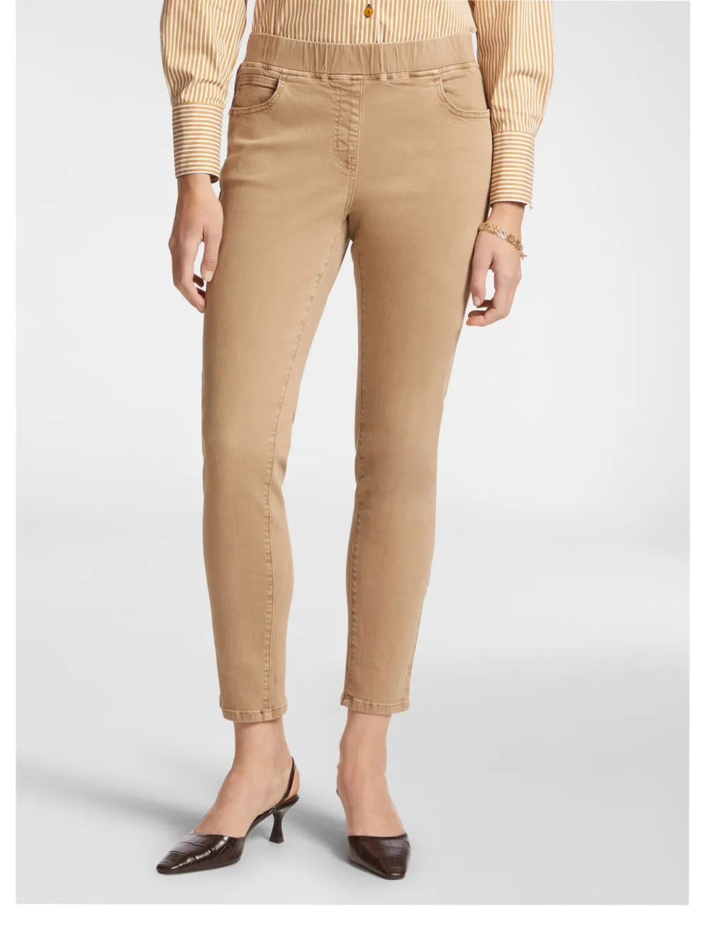 Elena Miro' Stretch-cotton Jeggings In Neutrals