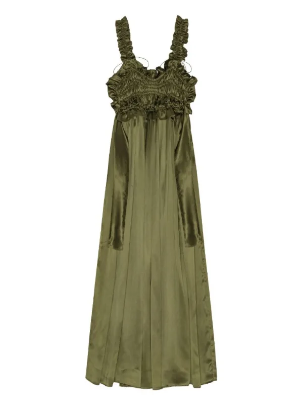 CECILIE BAHNSEN シルクサテンドレス Giovanna Dress GIOVANNA | DRESS SILK SATIN OLIVE