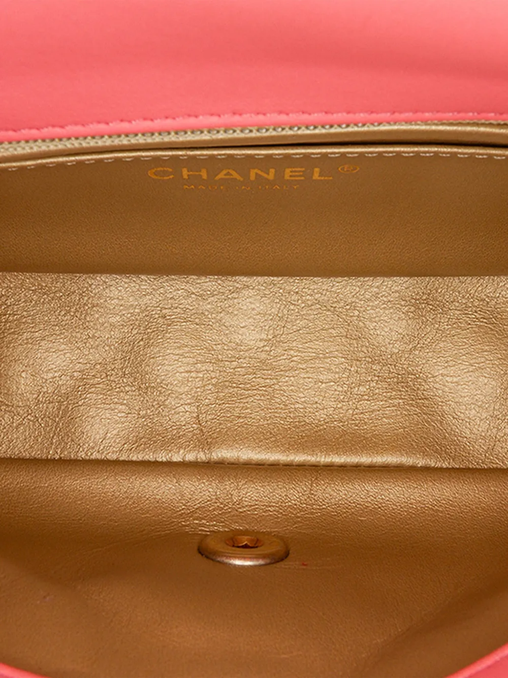 Pre-owned Chanel 2020 Mini Rectangular Lambskin Pearl Crush Flap Crossbody Bag In Pink