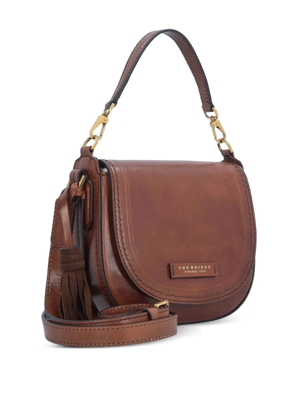 The Bridge Leren crossbodytas Bruin