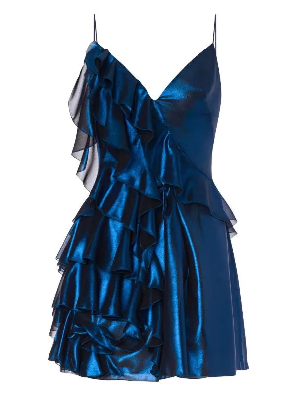 alberta ferretti satin finish mini dress Alberta Ferretti satin-finish Mini Dress | Blue