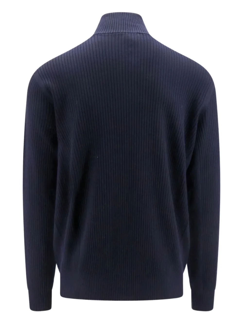 Giorgio Armani ribbed zip-up wool sweater - Blauw