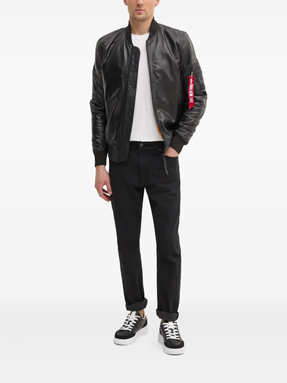 Alpha Industries Bomberjack met ritszak Zwart