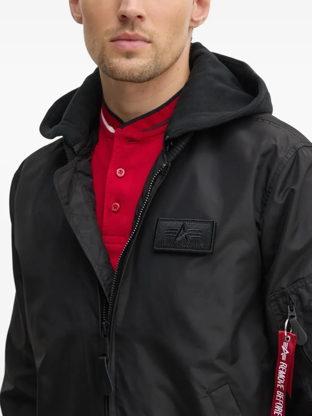 Alpha Industries Jack met capuchon en logo-applicatie Zwart