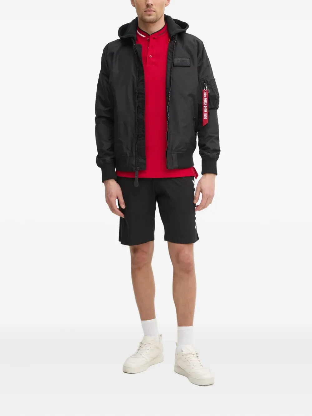 Alpha Industries Jack met capuchon en logo-applicatie Zwart