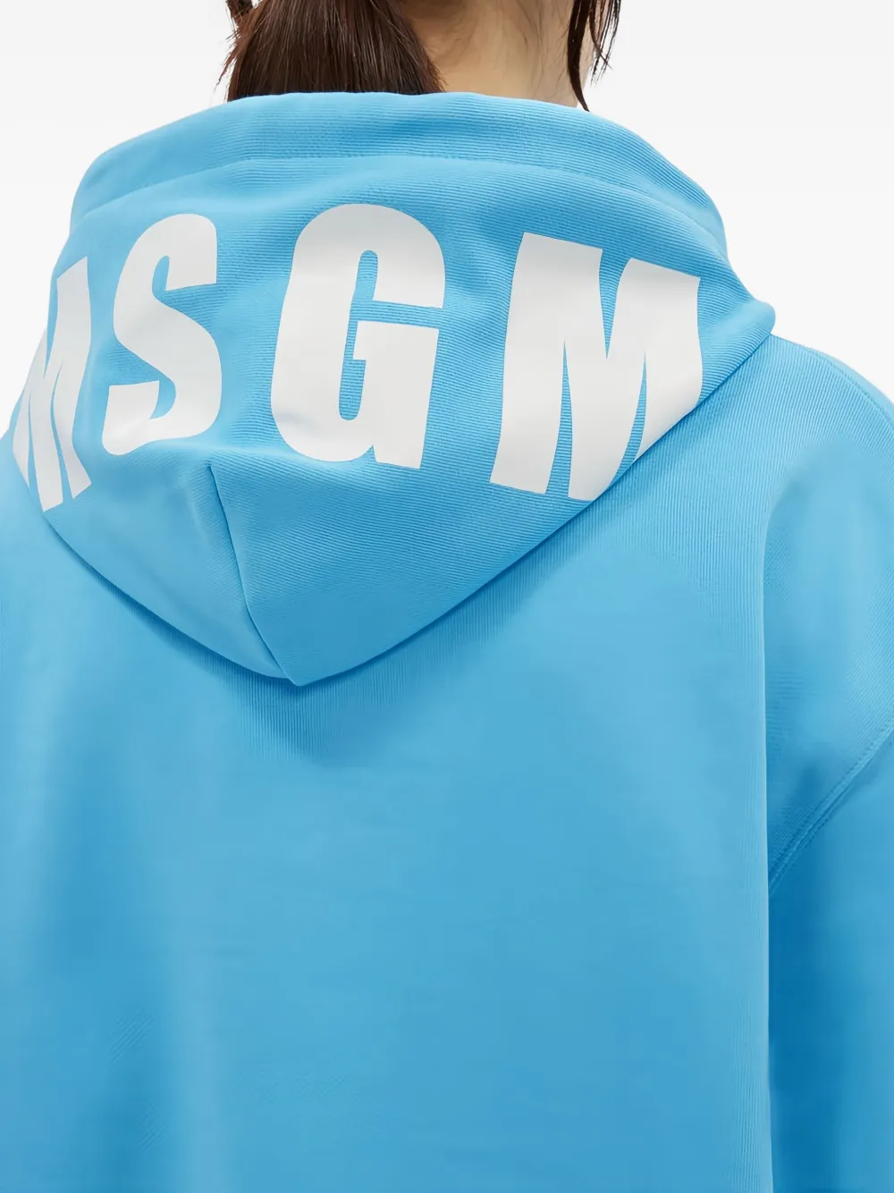 Msgm Logo-print Cotton Hoodie In Blue