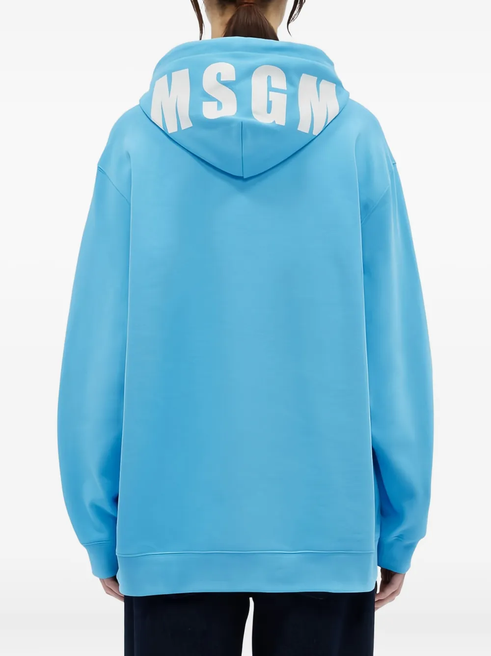 Msgm Logo-print Cotton Hoodie In Blue