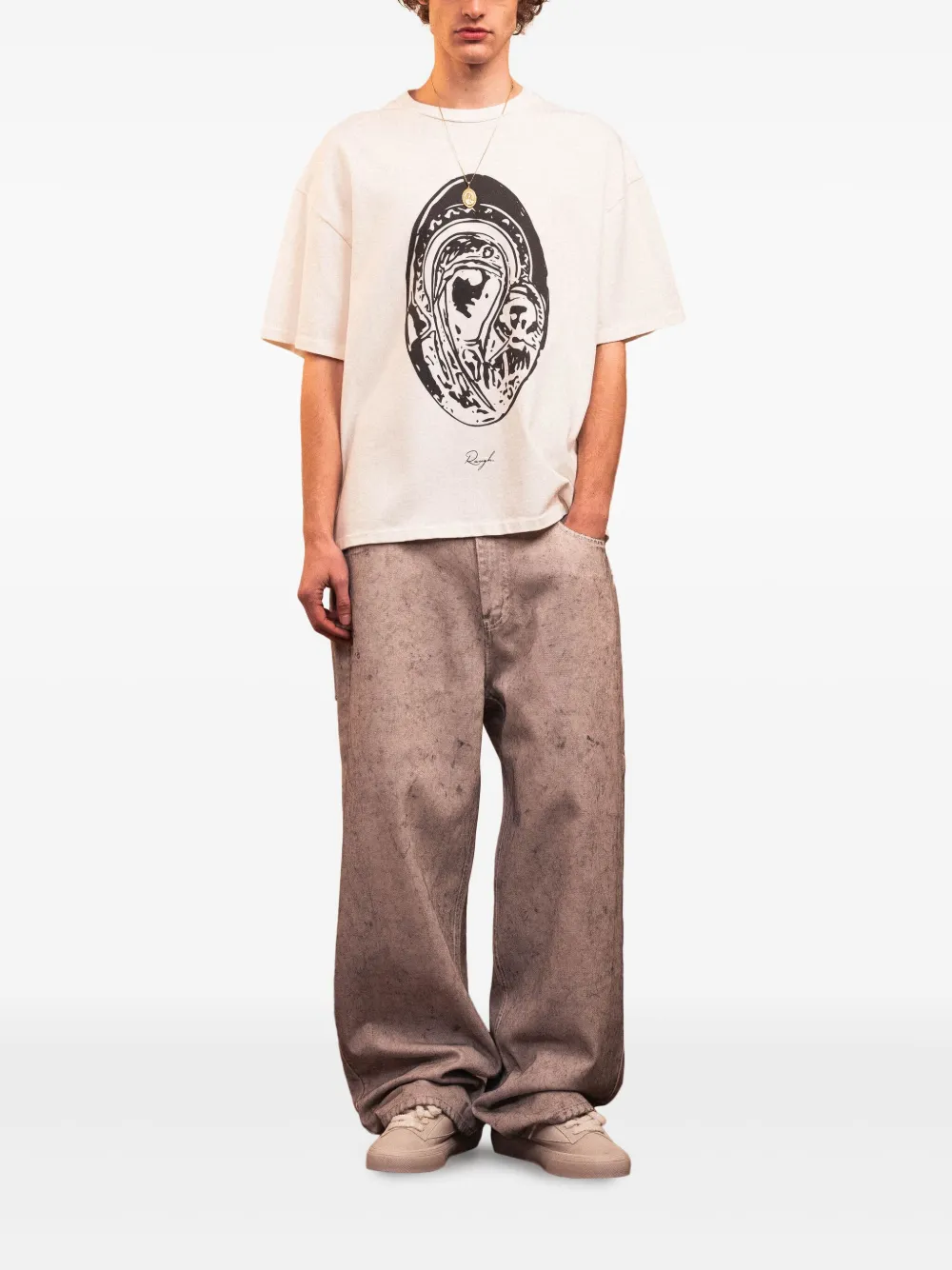 ROUGH. Oversized T-shirt met grafische print - Wit