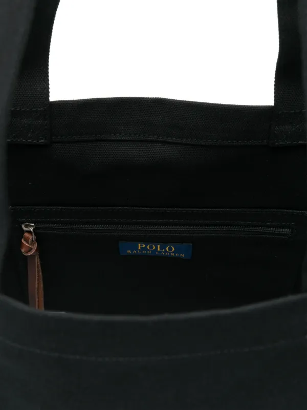 Polo Ralph Lauren logo-embroidered Canvas Tote Bag | Black | FARFETCH