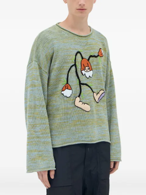 Brain Dead Carignan Marled embroidered-flower sweater