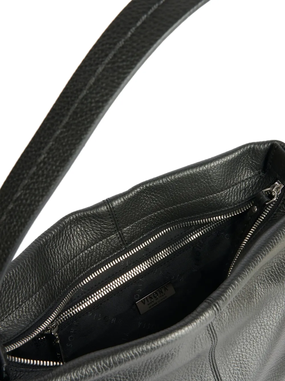 Visonà Valentina Textured Leather Shoulder Bag In Schwarz