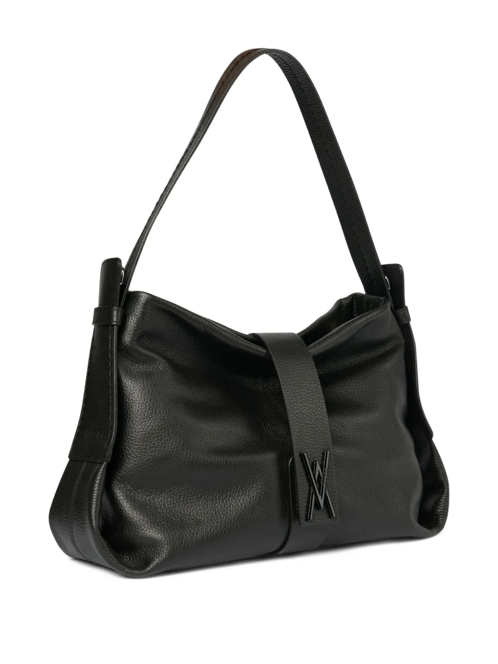 Visonà Valentina Textured Leather Shoulder Bag In Schwarz