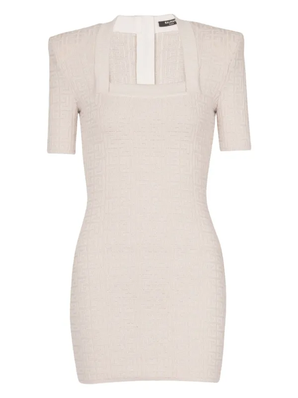 Balmain labyrinth-knit Mini Dress | Neutrals | FARFETCH