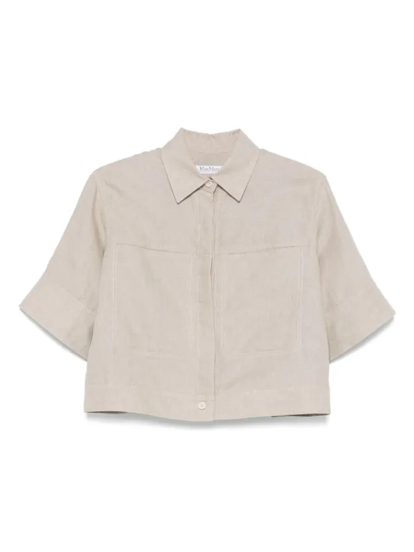 Max Mara (M) イタリア製 白タグ 総柄 ケーブルニット シャツ 半袖 Max Mara Rito シャツ | ニュートラル | FARFETCH JP