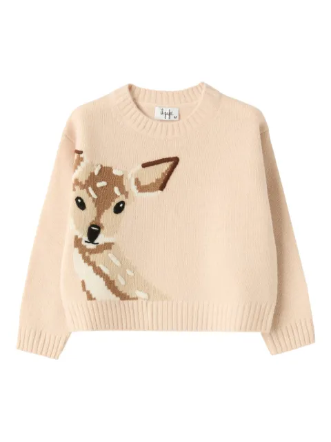 Il Gufo fawn-embroidered wool jumper